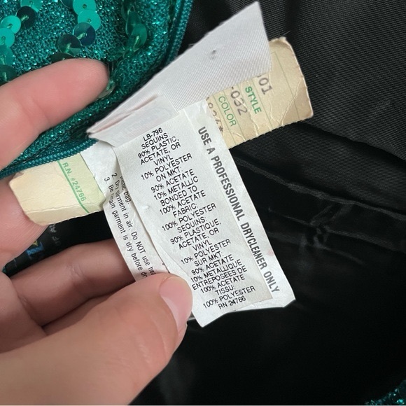 Vintage Flirtations Alfred Angelo Dress green gown sequin women small sexy long - Picture 8 of 11